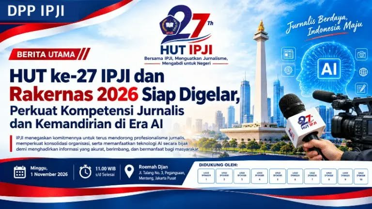 IPJI Gelar HUT ke-27 dan Rakernas 2026, Bidik Profesionalisme dan Kemandirian Jurnalis