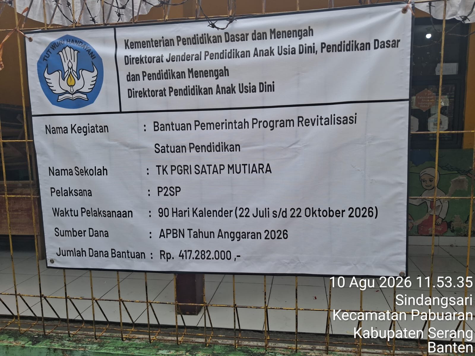 TK PGRI Satap Mutiara Kecamatan Pabuaran Tingkatkan Layanan Pendidikan Melalui Program Revitalisasi